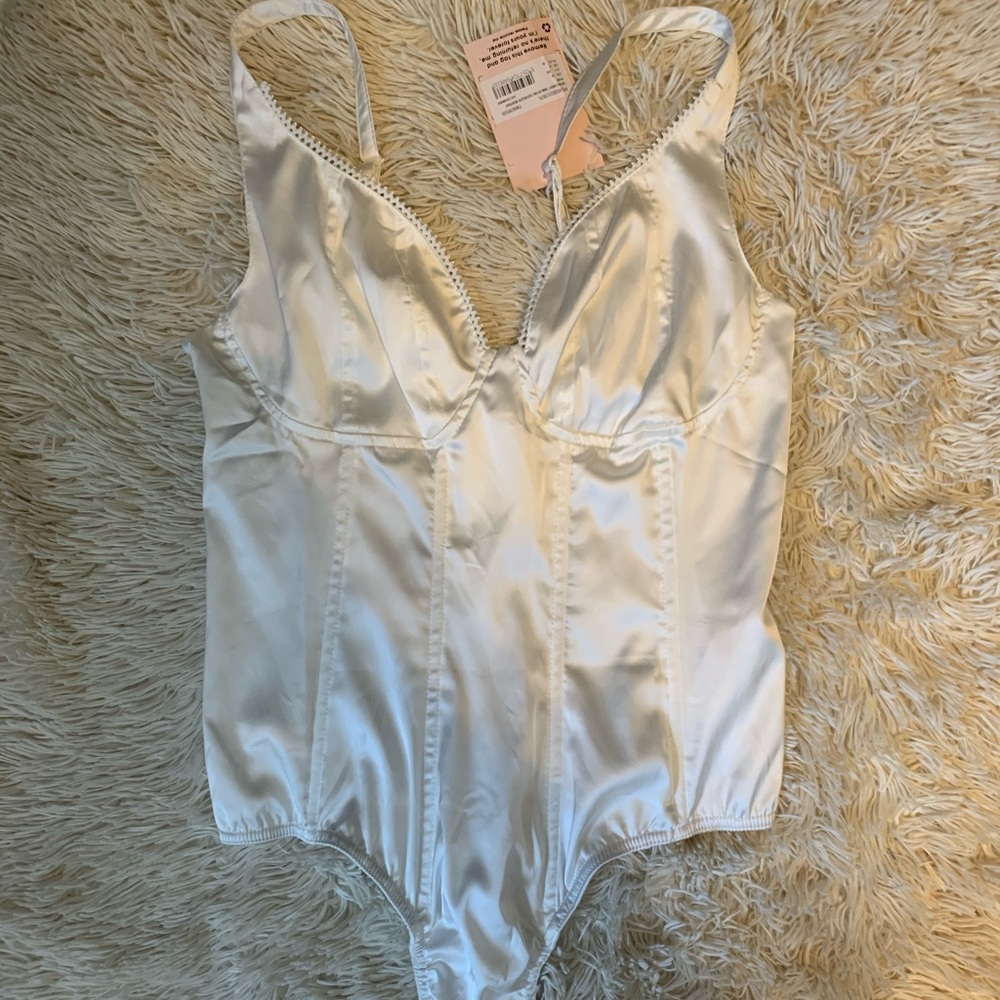 White Satin Corset Bodysuit